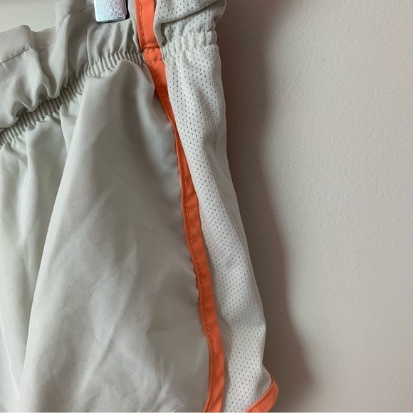 [Nike] Women's Light Gray & Orange Elastic Waist Drawstring Athletic Shorts - Picture 6 of 8
